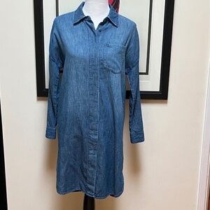 -H&M- Long Sleeve Denim Button-Up Midi Dress, Size 6
